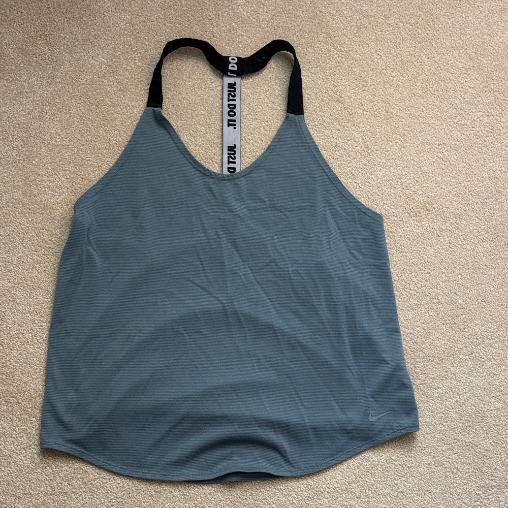 Nike Gray Racerback Tank with Black & White Logo Strap